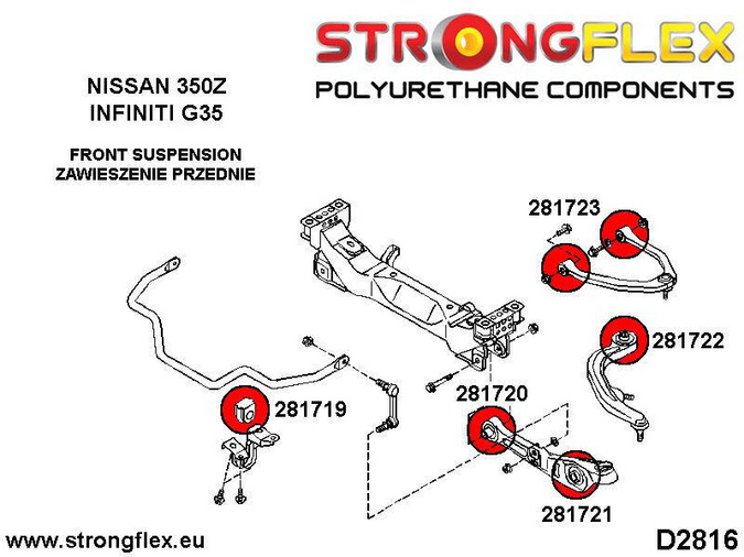 Tuleja wahacza przedniego górnego 350Z (02-08) Z33 370Z (09-20) Z34 G EX / QX50 (08-18) J50 FX / QX70 (08-17) S51 M / Q70 (10-19) Y51 Q50 (13-20) V37 Q60 (13-20) CV37