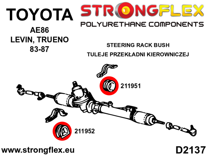 Tuleja przekładni kierowniczej Toyota Corolla V (83-90) E80 RWD (83-87) AE85 / AE86