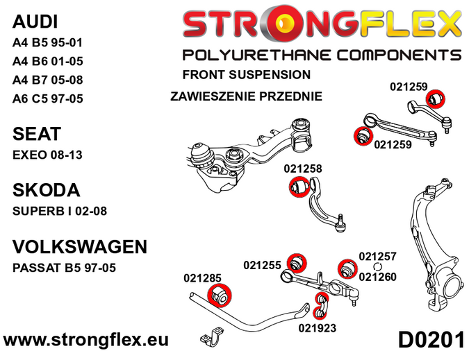 Kompletny zestaw zawieszenia SPORT Audi A4 / S4 / RS4 I (95-01) B5 B5 (95-01) FWD