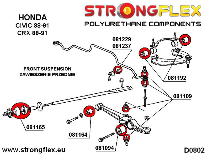 Tuleja stabilizatora przedniego Civic CRX